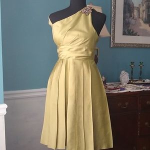 Green Silk cocktail dress.
